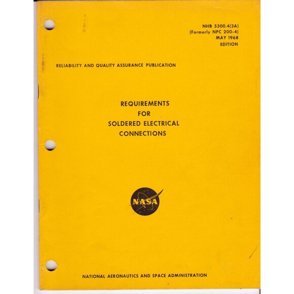 NASA Manual: Requirements for Soldered Electrical Connections NHB 5300.4(3A) - Picture 1 of 11